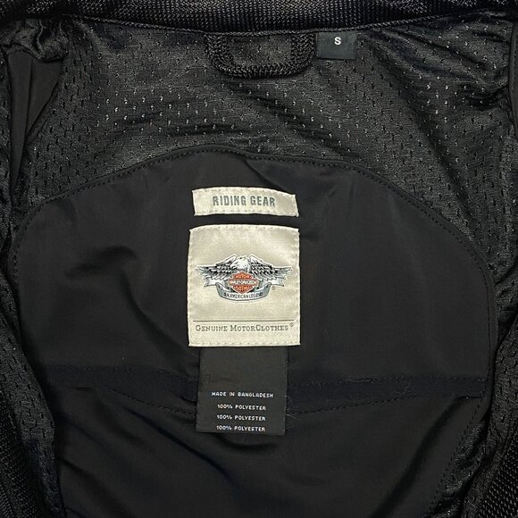Harley Davidson Mesh Riding Jacket Black Orange Zip-Up S Genuine Motor Clothes - Picture 12 of 15
